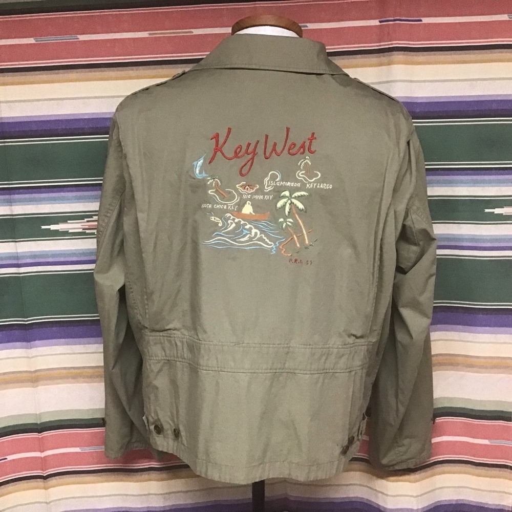 Polo by Ralph Lauren Olive Green Key West Embroidered Bomber Jacket